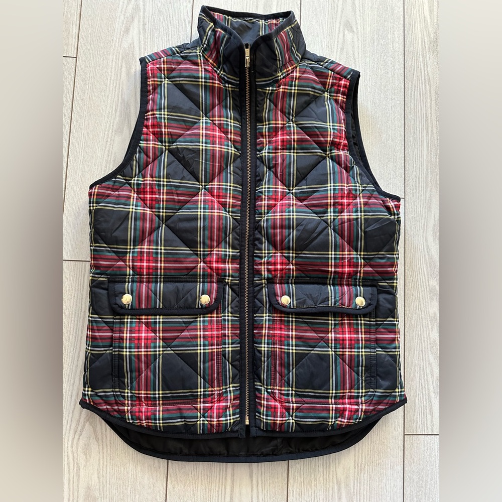 J. Crew Black and Red Plaid Vest